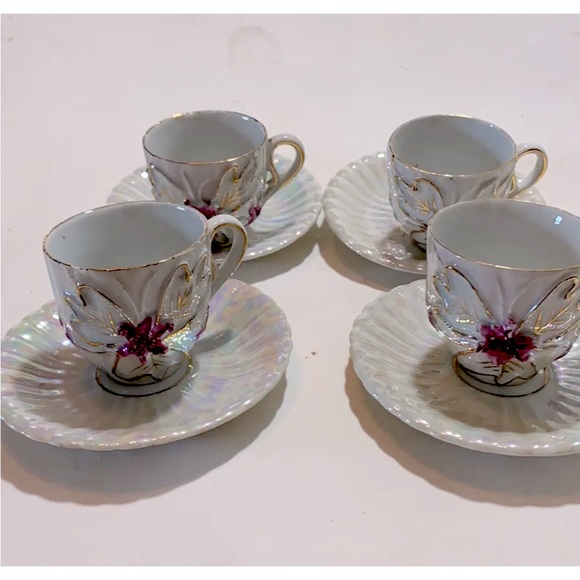 White Block Germany Other - Vtg. White Block America Germany Demitasse Set 4 Cups and Saucers EUC